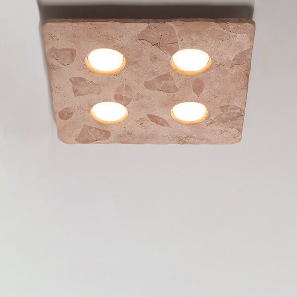 Plafoniera toscot vivaldi 1064 45x45 gx53 led galestro terracotta lampada soffitto classica rustica interno - Toscot