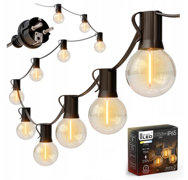 LED catena luminosa decorativa per esterni 25xE12/1W/230V 17,5 m IP65 nera