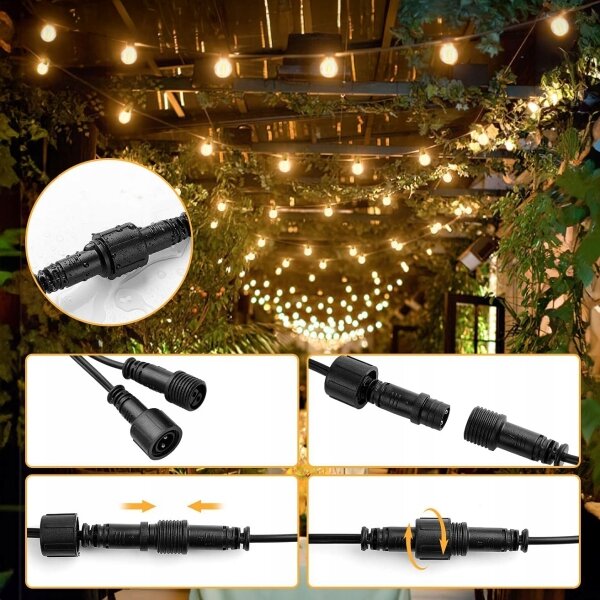 LED catena luminosa decorativa per esterni 25xE12/1W/230V 17,5 m IP65 nera