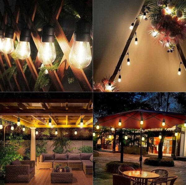 Catena luminosa decorativa LED per esterni 15xE27/1W/230V 15,94 m IP44 nera