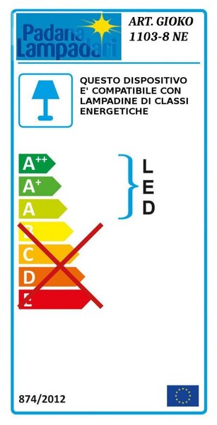 Lampadario moderno padana lampadari gioko 1103 8 ne e27 led metallo vetro soffiato sospensione - Padana Lampadari