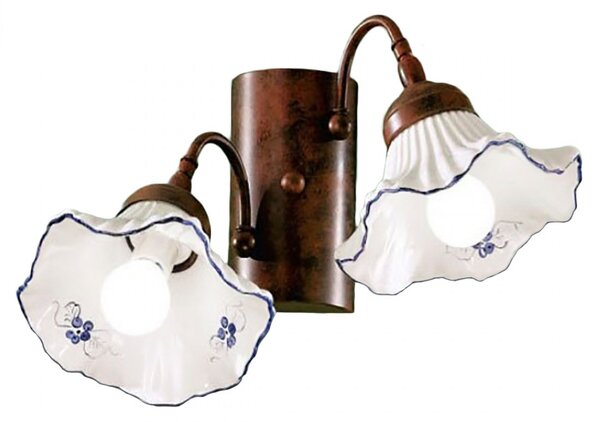 Applique classica due p illuminazione anna ap2 e14 led metallo ceramica lampada parete - Due P Illuminazione
