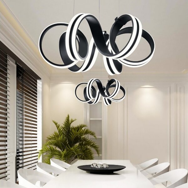 Lampadario trio lighting carrera 38w led 4400lm 3000°k nero dimmerabile sospensione ultramoderna interno - Trio Lighting