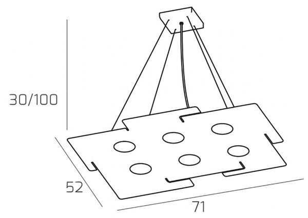 Lampadario moderno top light echo 1161 s6 gx53 led metallo bianco sospensione - Top Light