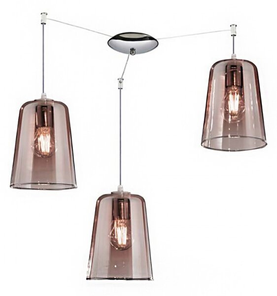 Sospensione tripla top light shaded 1164cr s3 e27 led vetro colorato lampada soffitto moderna - Top Light