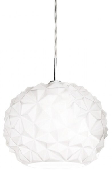Lampadario moderno perenz meteora 6766 b e27 led sospensione vetro bianco calata interno - Perenz