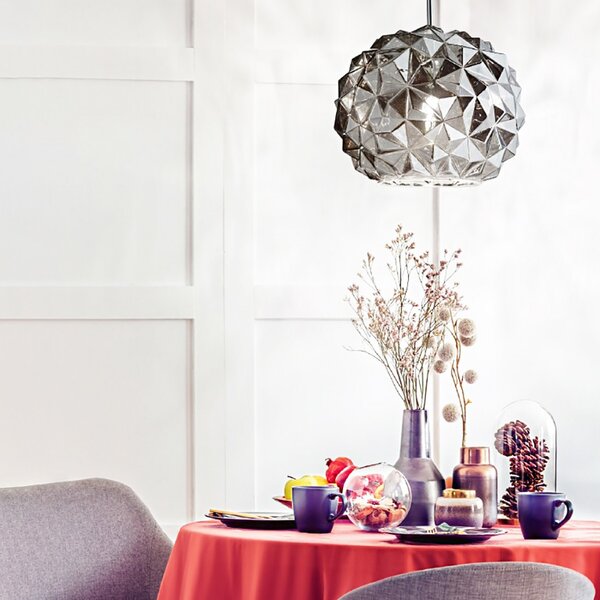 Lampadario moderno perenz meteora 6766 fu e27 led sospensione vetro fumè calata interno - Perenz