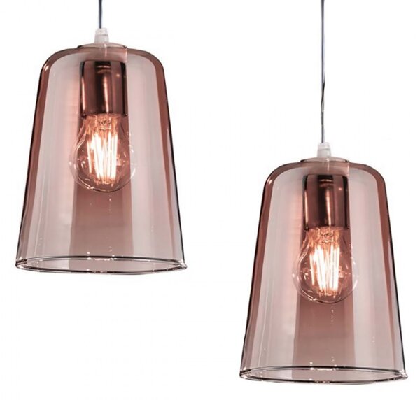 Sospensione doppia top light shaded 1164cr s2 e27 led vetro colorato lampada soffitto moderna - Top Light