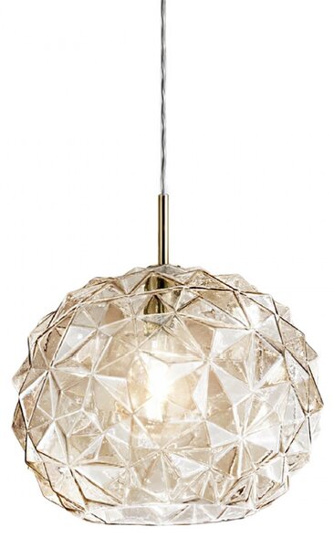 Lampadario classico perenz meteora 6766 am e27 led sospensione vetro ambra calata interno - Perenz