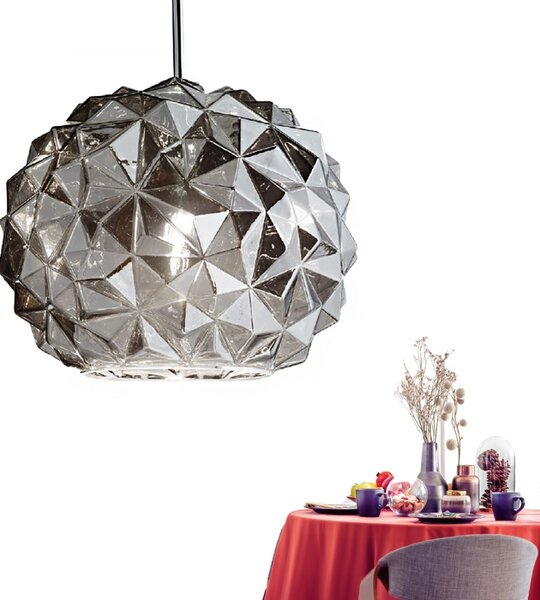 Lampadario moderno perenz meteora 6766 fu e27 led sospensione vetro fumè calata interno - Perenz