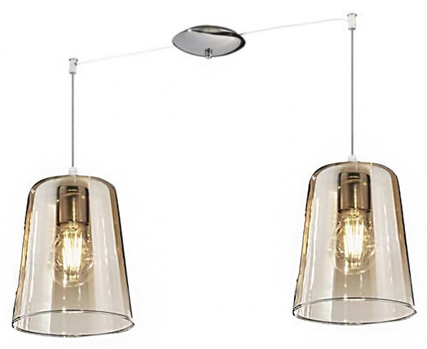 Sospensione doppia top light shaded 1164cr s2 e27 led vetro colorato lampada soffitto moderna - Top Light
