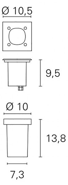 Faretto incasso led moderno pan king est002 gu10 quadrato calpestabile esterno ip67 - Pan International
