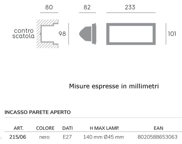 Incasso segnapasso moderno sovil escape 215 e27 led alluminio lampada parete - Sovil Illuminazione