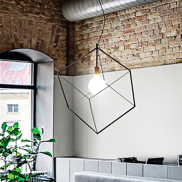 Lampadario moderno perenz cube 6693 e27 led 35x35 sospensione lampada soffitto cubo metallo calata gabbia - Perenz
