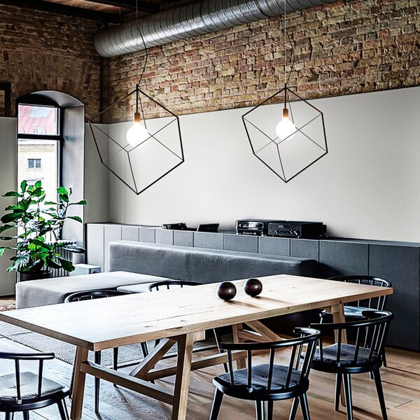 Lampadario moderno perenz cube 6693 e27 led 35x35 sospensione lampada soffitto cubo metallo calata gabbia - Perenz