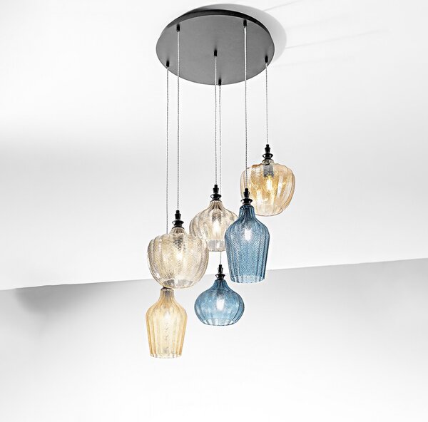 Lampadario moderno gea luce cleofe s6 e27 led vetro lampada sospensione - Gea Luce