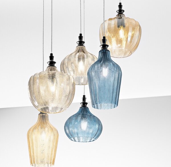 Lampadario moderno gea luce cleofe s6 e27 led vetro lampada sospensione - Gea Luce