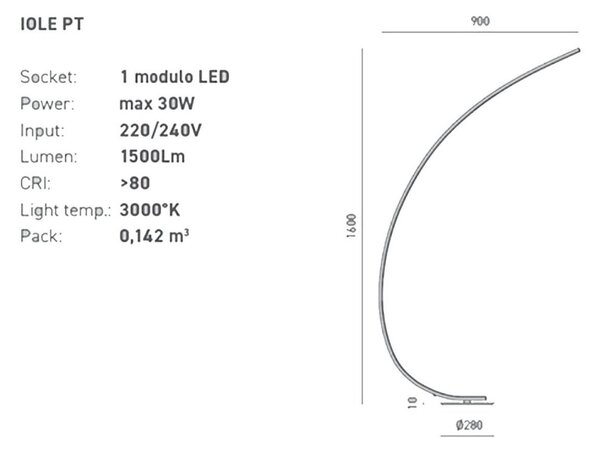 Piantana moderna gea luce iole pt 30w led dimmerabile lampada terra - Gea Luce