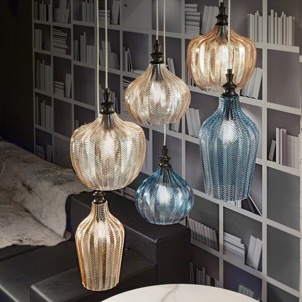 Lampadario moderno gea luce cleofe s6 e27 led vetro lampada sospensione - Gea Luce
