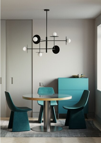 Redo 01-2734 - Lampadario a sospensione con supporto rigido PLATO 6xG9/10W/230V nero