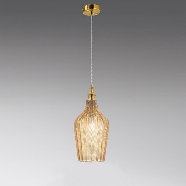 Lampadario classico gea luce cleofe s12 e27 led vetro ambra lampada sospensione - Gea Luce