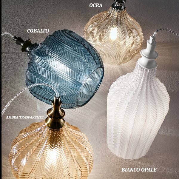 Lampadario classico gea luce cleofe s11 e27 led vetro ambra lampada sospensione - Gea Luce