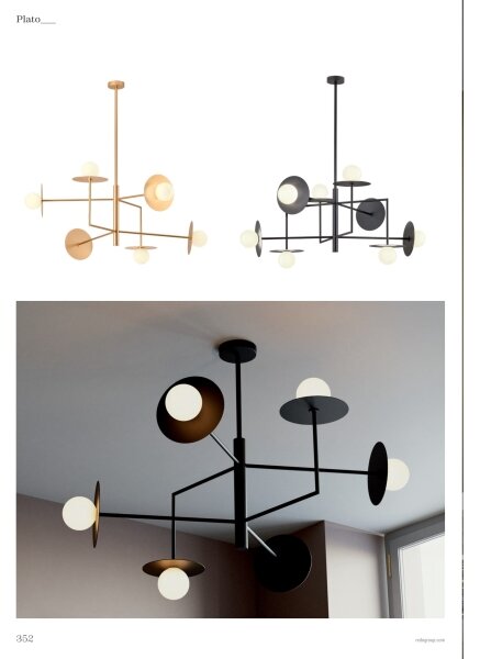 Redo 01-2734 - Lampadario a sospensione con supporto rigido PLATO 6xG9/10W/230V nero