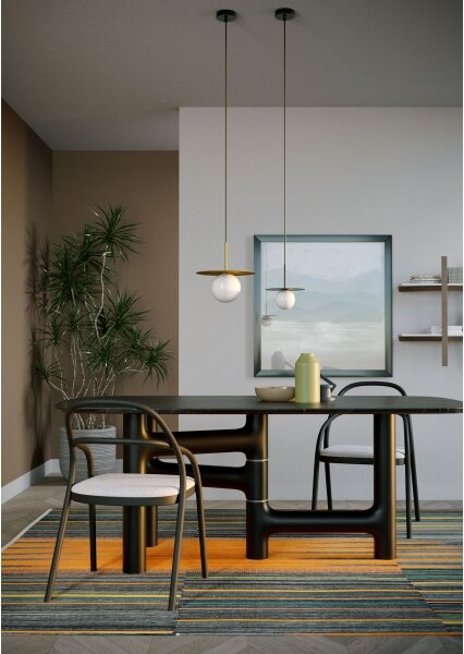 Redo 01-2728 - Lampadario a sospensione con filo PLATO 1xG9/10W/230V diametro 20 cm nero
