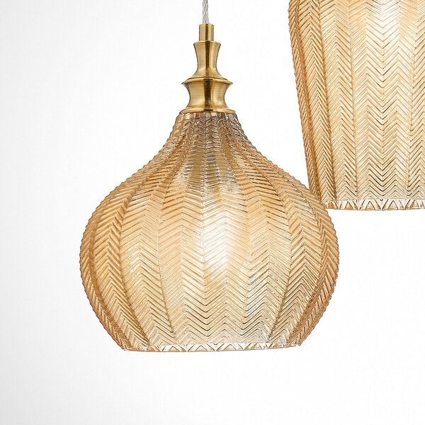 Lampadario classico gea luce cleofe s3 e27 led vetro ambra lampada sospensione - Gea Luce