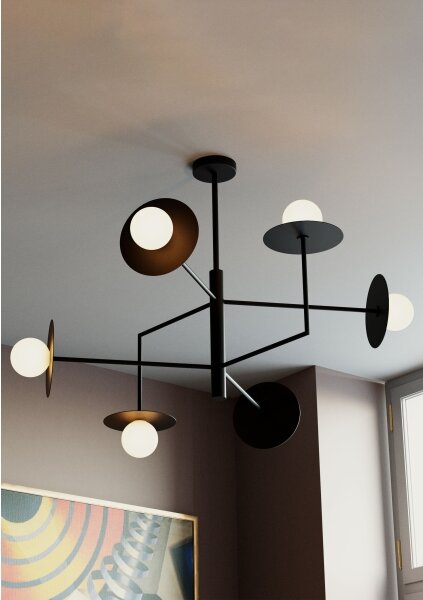 Redo 01-2734 - Lampadario a sospensione con supporto rigido PLATO 6xG9/10W/230V nero