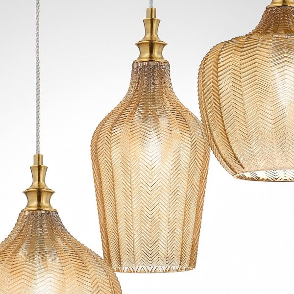 Lampadario classico gea luce cleofe s3 e27 led vetro ambra lampada sospensione - Gea Luce