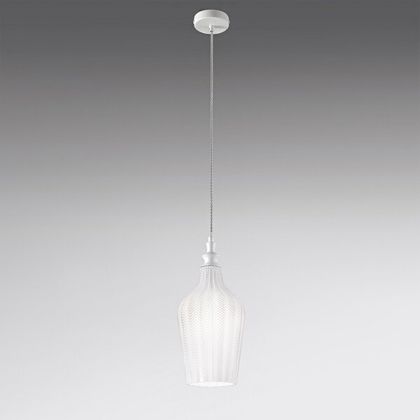 Lampadario moderno gea luce cleofe s12 e27 led vetro bianco lampada sospensione - Gea Luce