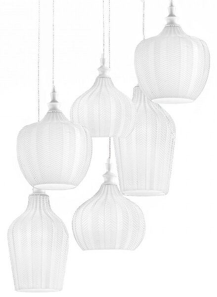 Lampadario moderno gea luce cleofe s6 e27 led vetro bianco lampada sospensione - Gea Luce