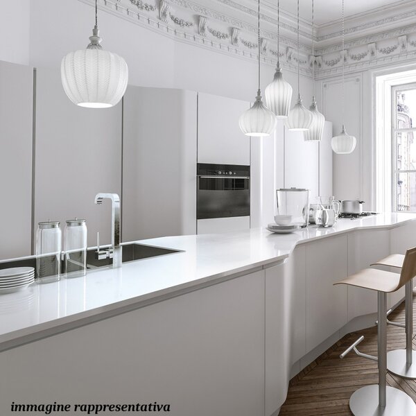 Lampadario moderno gea luce cleofe s12 e27 led vetro bianco lampada sospensione - Gea Luce