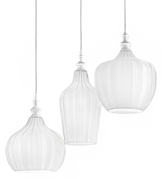 Lampadario moderno gea luce cleofe s3 e27 led vetro bianco lampada sospensione - Gea Luce