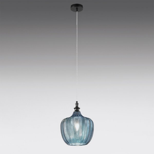 Lampadario moderno gea luce cleofe s10 e27 led vetro cobalto lampada sospensione - Gea Luce