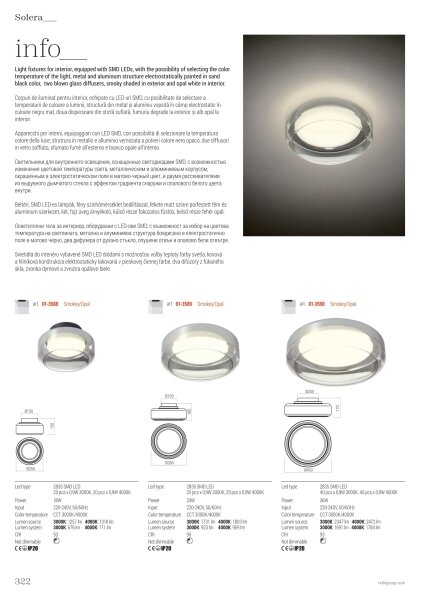 Redo 01-3589 - Plafoniera LED SOLERA LED/24W/230V 35 cm CRI 93 3000/4000K