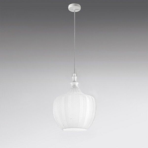 Lampadario moderno gea luce cleofe s10 e27 led vetro bianco lampada sospensione - Gea Luce