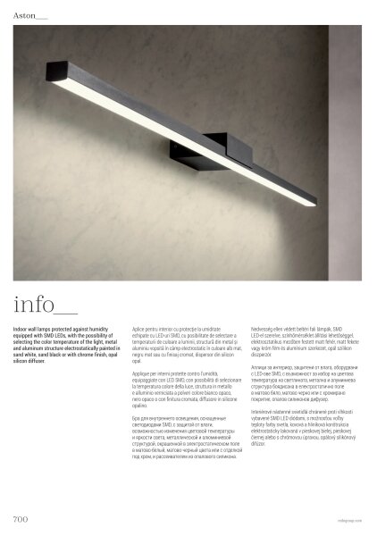 Redo01-3270-Illuminazione a LED per specchi da bagno ASTON LED/12W/230V CRI90 IP44 nero