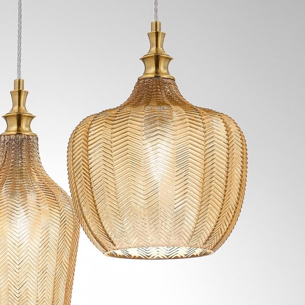 Lampadario classico gea luce cleofe s3 e27 led vetro ambra lampada sospensione - Gea Luce