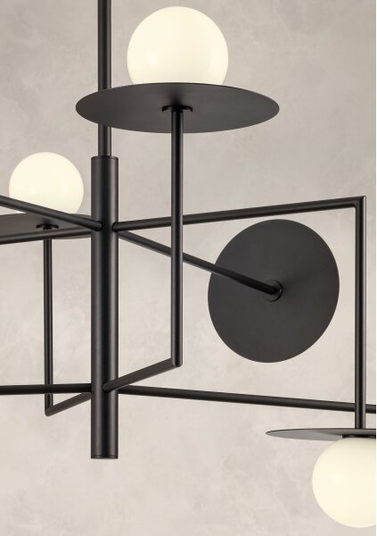 Redo 01-2734 - Lampadario a sospensione con supporto rigido PLATO 6xG9/10W/230V nero