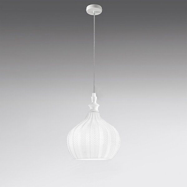 Lampadario moderno gea luce cleofe s11 e27 led vetro bianco lampada sospensione - Gea Luce