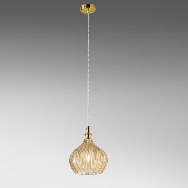 Lampadario classico gea luce cleofe s11 e27 led vetro ambra lampada sospensione - Gea Luce
