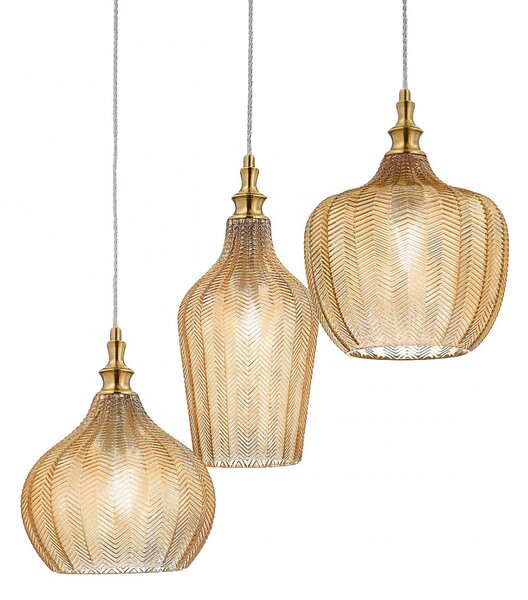 Lampadario classico gea luce cleofe s3 e27 led vetro ambra lampada sospensione - Gea Luce