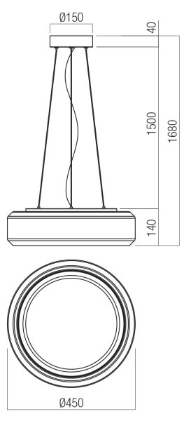 Redo 01-3592 - Lampadario LED a sospensione con filo SOLERA LED/36W/230V diametro 45 cm CRI 93 3000/4000K