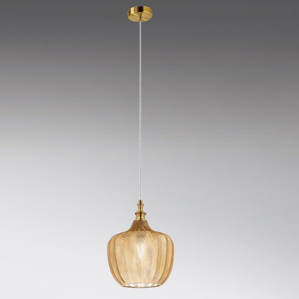 Lampadario classico gea luce cleofe s10 e27 led vetro ambra lampada sospensione - Gea Luce