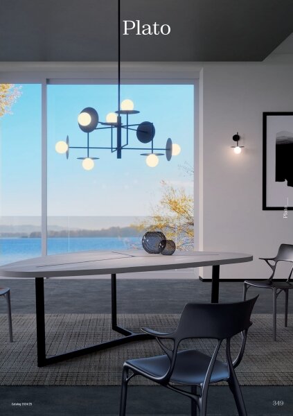 Redo 01-2734 - Lampadario a sospensione con supporto rigido PLATO 6xG9/10W/230V nero