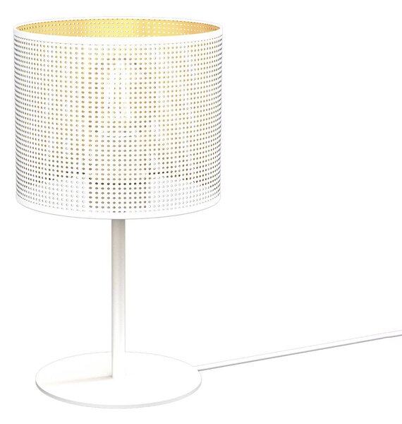 Lampada da tavolo Jovin, altezza 34cm, bianco/oro