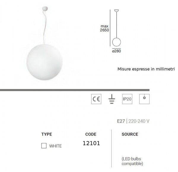 Lampadario moderno linea light group oh p e27 12101 led sospensione polietilene - Linea Light Group
