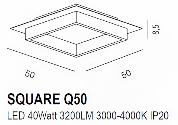 Plafoniera led promoingross square q50 mg switch lampada soffitto classica - Promoingross